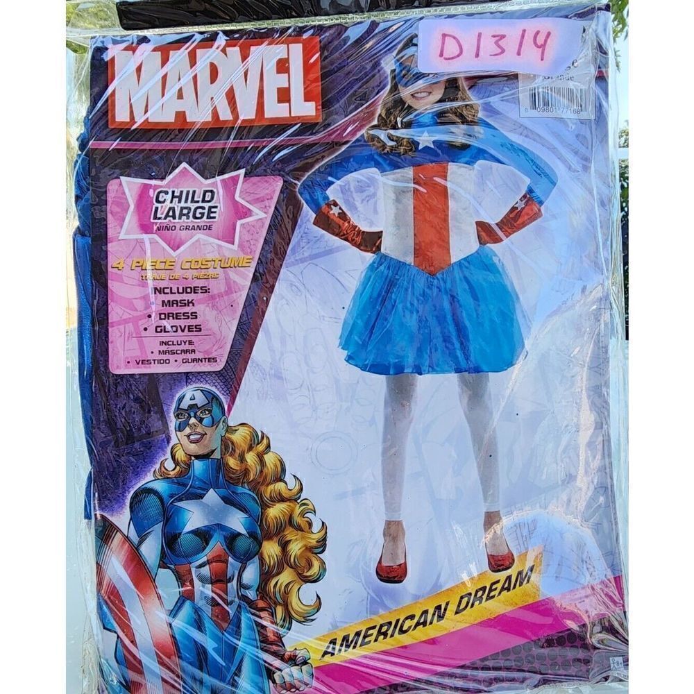 Marvel American Dream Costume CosPlay Super Hero Girls Size L 12-14 New